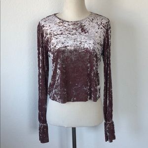Zara Pink Velvet Long Sleeve Top